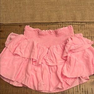 Katie J NYC Pink Smocked Bubble Mini Skirt